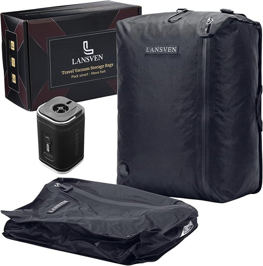 Vacuum Packing Bags for Travel – Luggage Compression Bags with Pump, Vacuum Packing Cubes, Save 60% Space, Maximize Storage, Easy Packing Organizer for Carry-On & Suitcase