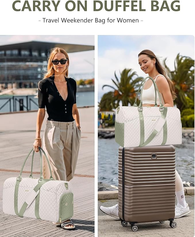 Women Weekender Travel Duffle Bag: Travel Duffel Overnight Bags with Shoe Compartment Large Carry on Tote with Toiletry Bag Weekend Traveling Yoga Gym Hospital Bag for Women with Wet Pocket