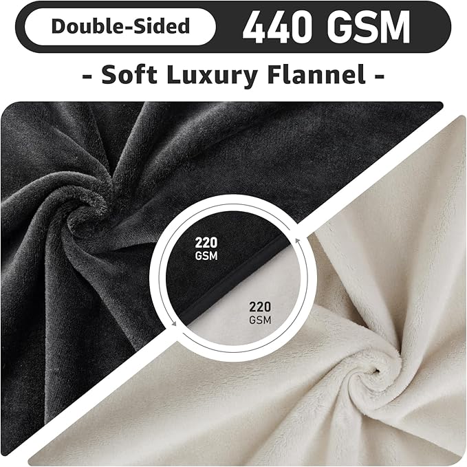LOOBANI Waterproof Blanket for Bed: Reversible Soft Flannel King Size Bed Blanket 85" x 108", Waterproof Dog Blankets for Large Dogs, Spill-Proof Cover for Furniture Protection, Black & Beige