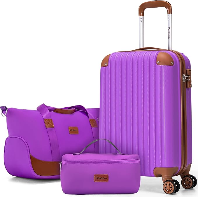 Carry On Luggage Sets 3 Piece, 20 Inch Luggage 22x14x9 Airline Approved with Wheels and TSA Lock, ABS Lightweight Hardshell Travel Suitcase Set with Duffel Bag Travel Bag for Men Women