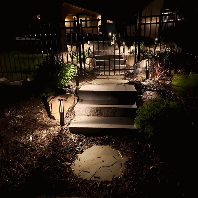 LEONLITE 12-Pack 3W 5CCT LED Low Voltage Path Lights Aluminum Black | LED Landscape Pathway Lights, Outdoor Landscape Lighting, 1800K2700K3000K4000K5000K Selectable, 12-24V, ETL, IP65 Waterproof