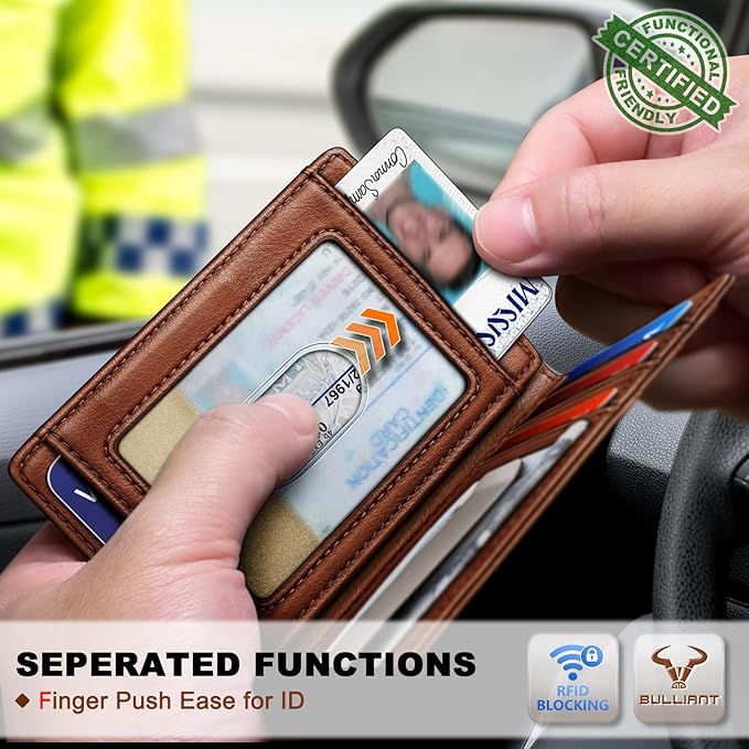BULLIANT Men Airtag Wallet,Slim Wallet Money Clip Card Holder Magnetic Closure 12 Cards in Front Pocket RFID Blocking