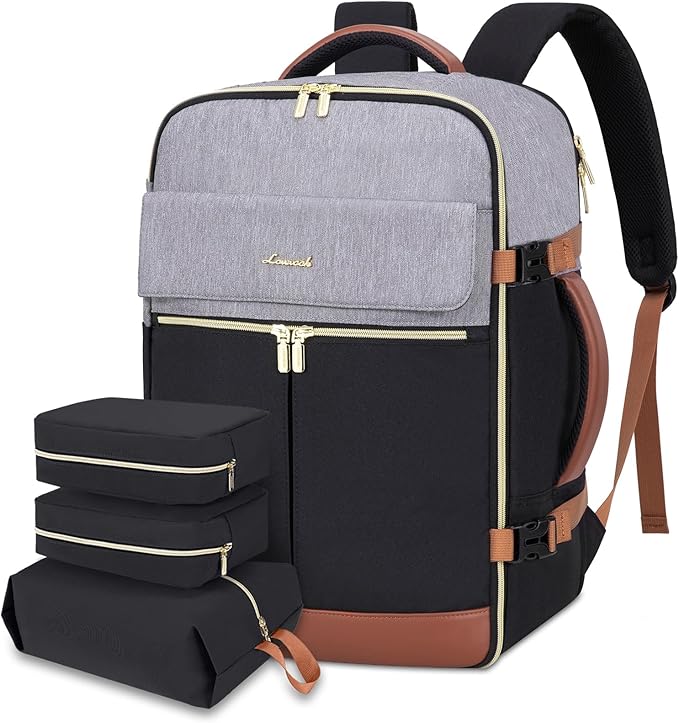 LOVEVOOK 40L Large Travel Backpack for Women, Flight Approved, Waterproof, TSA Compliant, Fits 17.3'' Laptop, 17 Pockets, 3 Packing Cubes