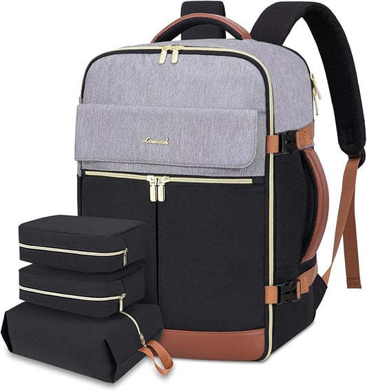 LOVEVOOK 40L Large Travel Backpack for Women, Flight Approved, Waterproof, TSA Compliant, Fits 17.3'' Laptop, 17 Pockets, 3 Packing Cubes