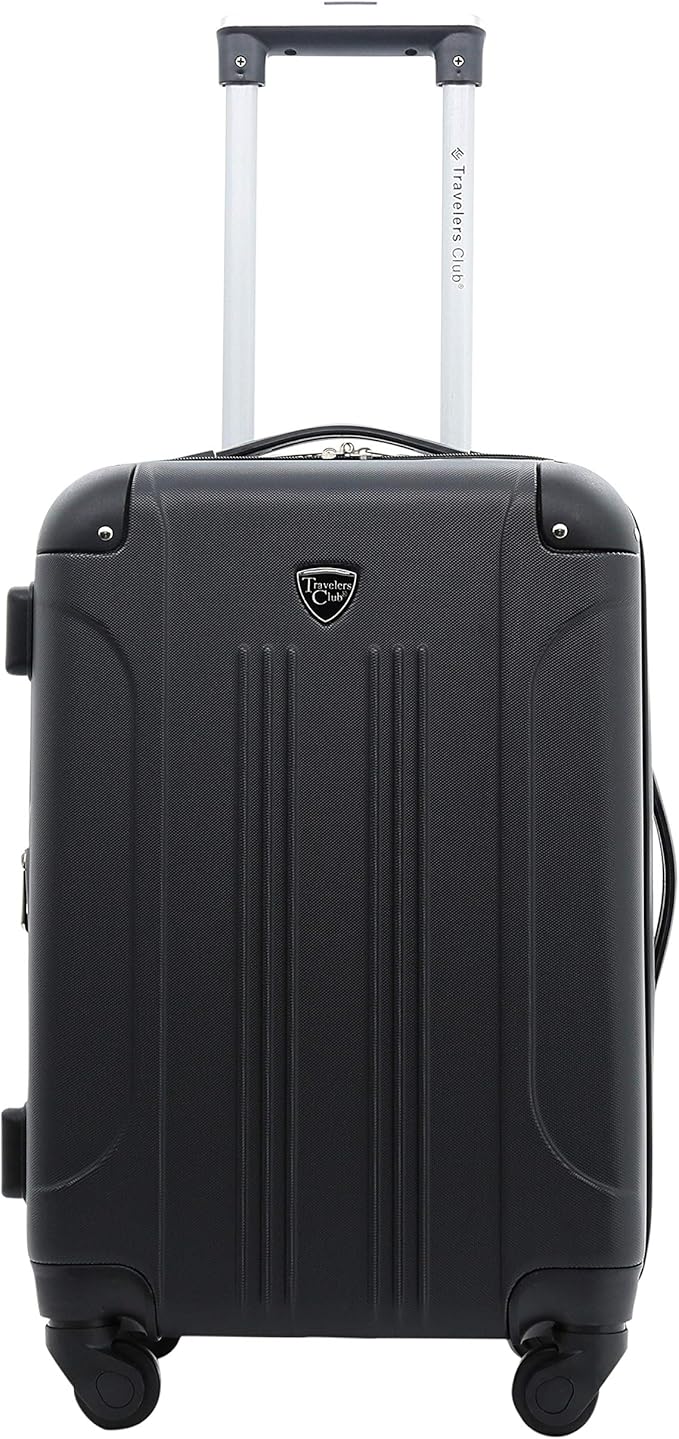 Travelers Club Chicago Hardside Expandable Spinner Luggage, Black, 3 Piece Set
