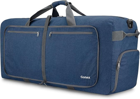 Gonex 40L 60L 80L 100L 150L Large Foldable Travel Duffle Bag with Shoes Compartment, Packable Lightweight Water Repellent Duffel Bag for Camping Gym Weekender Bag