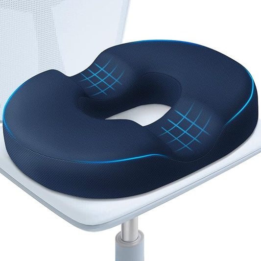 BlissTrends Donut Pillow Seat Cushion, Donut Chair Cushions for Postpartum Pregnancy & Hemorrhoids, Tailbone Pain Relief Cushion, Memory Foam Lifting Cushions for Office & Home Chairs (Blue, X-Large)