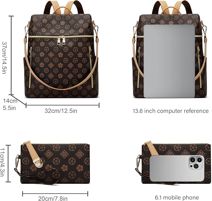Makes Backpack Purse for Women PU Leather Travel Satchel Handbag Convertible Design Bag with Purse