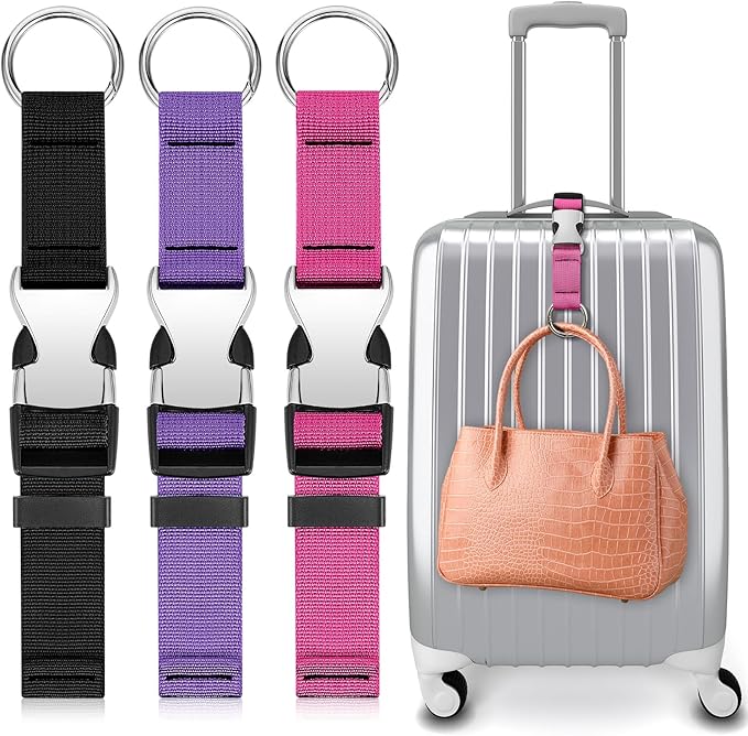 Amylove 3 Pcs Add a Bag Luggage Straps Gripper Heavy Duty Jacket Valises Strap for Travel Belt with Buckle Adjustable Baggage