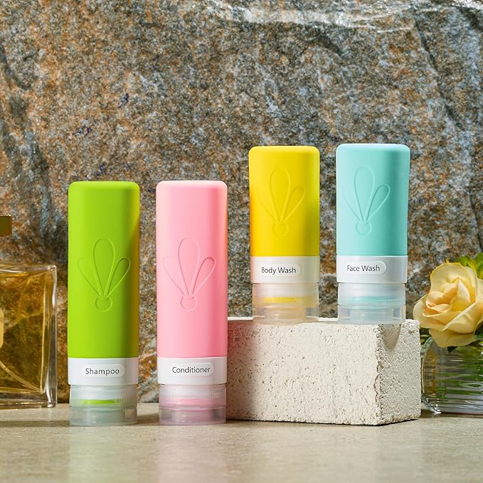 INSFIT 17 Pack Travel Bottles for Toiletries, TSA Approved 3oz 2oz Travel Size Toiletries, BPA Free Leak Proof Squeezable Silicone Tubes Travel Essentials for Shampoo Conditioner Lotion Soap