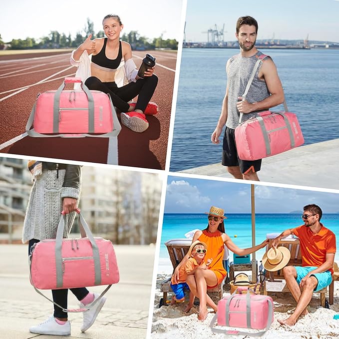 Foldable Travel Duffel Bag, Lightweight & Easy to Carry Water-Repellent Duffle Bag - 2-Way Zipper & Interior Pouch, Ideal for Weekend Trips, Daily Use,Camping，Sports
