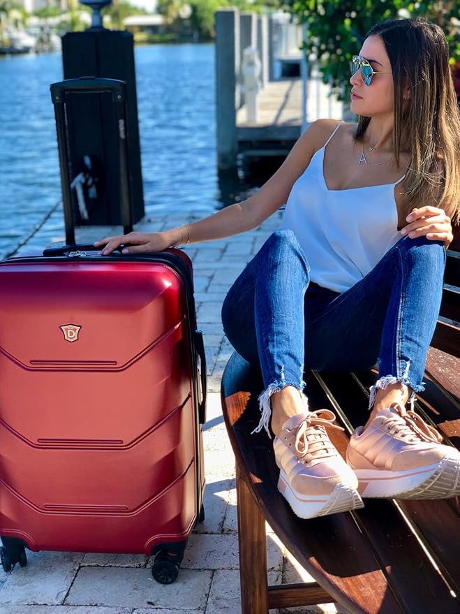 DUKAP ZONIX Luggage with Spinner Wheels | Durable Lightweight Hardside Suitcase Spacious Travel Bag with Handle and Trolley | 30 Inch Large Checked Luggage | Wine