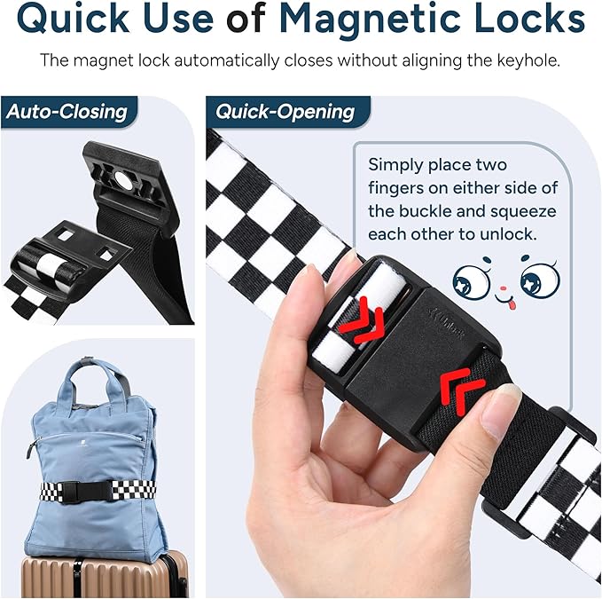 Travel Inspira Magnetic Quick-Release Travel Belt for Luggage Strap - Hands-Free, Lightens Load, Secures Multiple Bags, Adjustable & Lightweight for Effortless Travel
