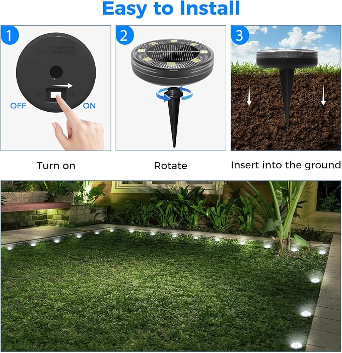 Mini Solar Ground Lights, 4 Pack Flat Solar Disc Lights Outdoor Waterproof, 2.3 Inch Small Solar Garden Lights Landscape Lighting for Outside Pathway Garden Yard Lawn Walkway,Cool White