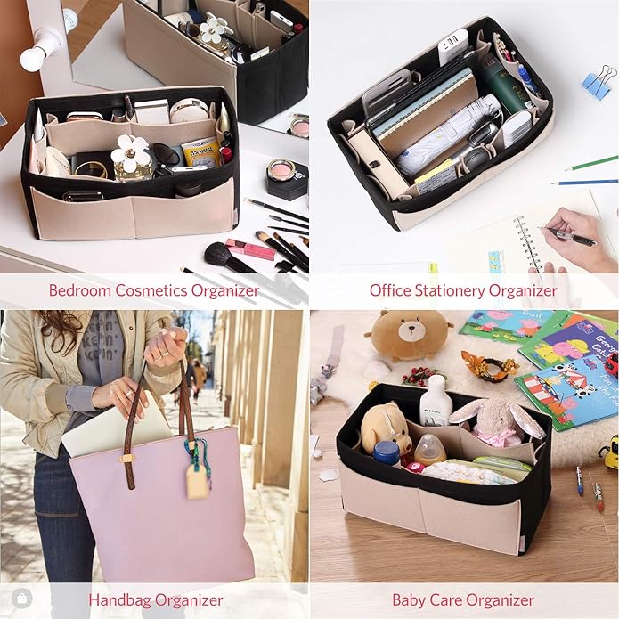 ZTUJO Felt Purse Organizer, Multi Pocket Bag in Bag Organizer For Tote & Handbag Shaper, Speedy 30, Speedy 35 and Speedy 40