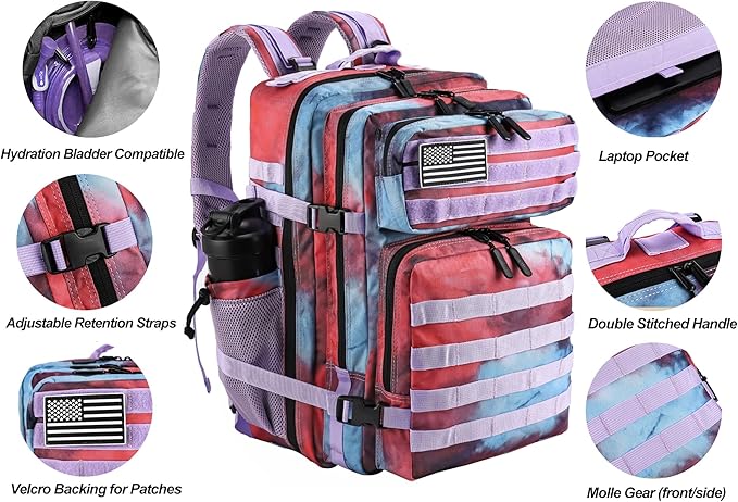 LHI Military Tactical Backpack for Men and Women 45L Army 3 Days Assault Pack Bag Large Rucksack with Molle System