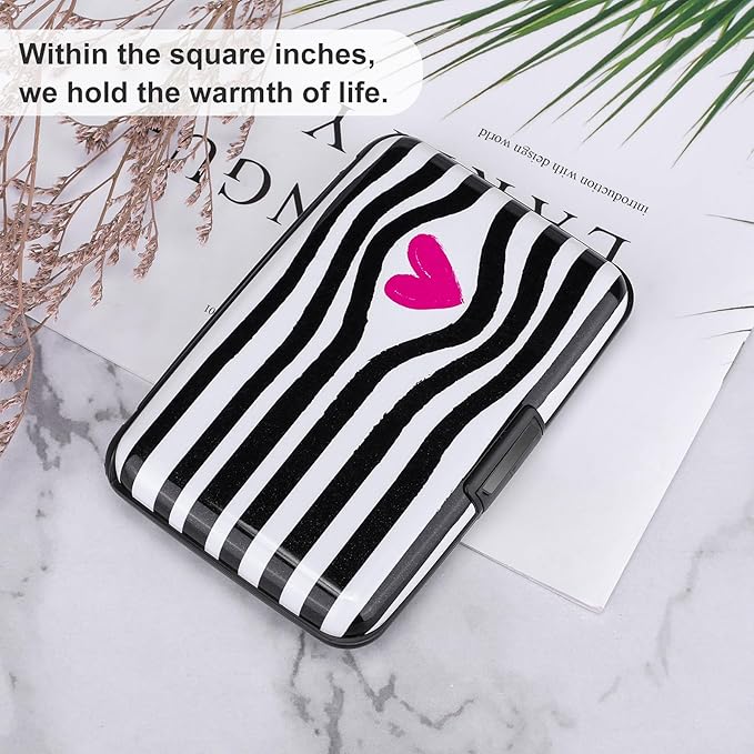 ELFISH Mini RFID Aluminum Wallet Credit Cards Holder Business Card Case Metal ID Case for Men Women (Eye heart)