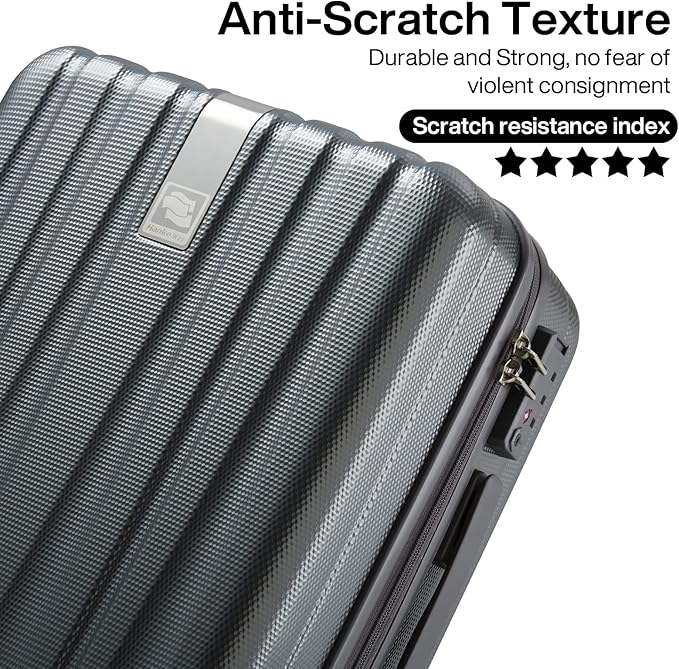 Hanke Luggage Sets 2 piece Carry On Luggage with Wheels PC Hard Shell Suitcases Lightweight Checked Travel Luggage Large Travel Suitcase Woman Men 20/24 Inch(Jet Black)