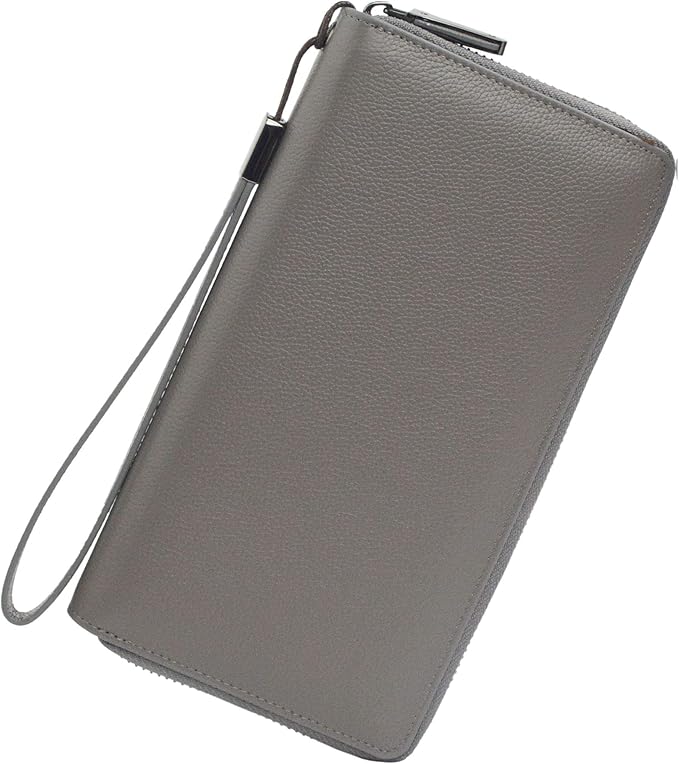Bveyzi Women RFID Blocking Wallet Leather Zip Around Phone Clutch Large Capacity Ladies Travel Purse Wristlet | RFID Blocking, Zip Around, Large Capacity