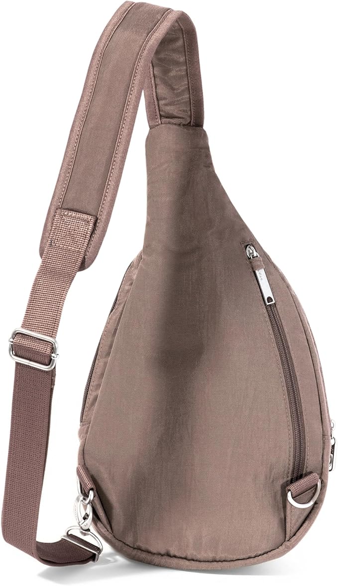 Baggallini Securtex® Anti-Theft Multi Zip Sling - Lightweight 8.6"x15.2" Travel Bag with Locking Zippers & RFID Protection