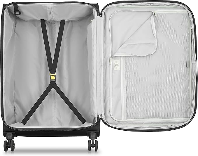 DELSEY PARIS Cruise 3.0 Softside Expandable Luggage with Spinner Wheels, Black, Checked-Large 28 Inch