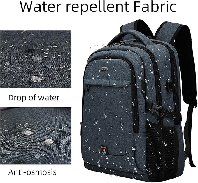 DUSLANG 17 Inch Travel Laptop Backpack Water Resistant College Backpack for Men Laptop Bag with USB Charging Port,Dark Grey