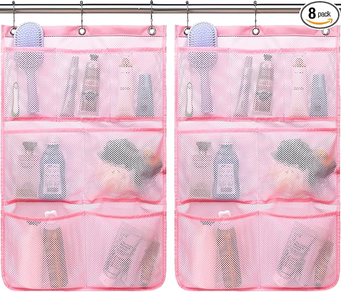 Fammart Mesh Shower Caddy Hanging, Quick-Drying Shower Organizer with 7 Pockets, Portable Bathroom Organizers and Storage for Shampoo, Soap, Loofah, Travel, and Cruise Essentials