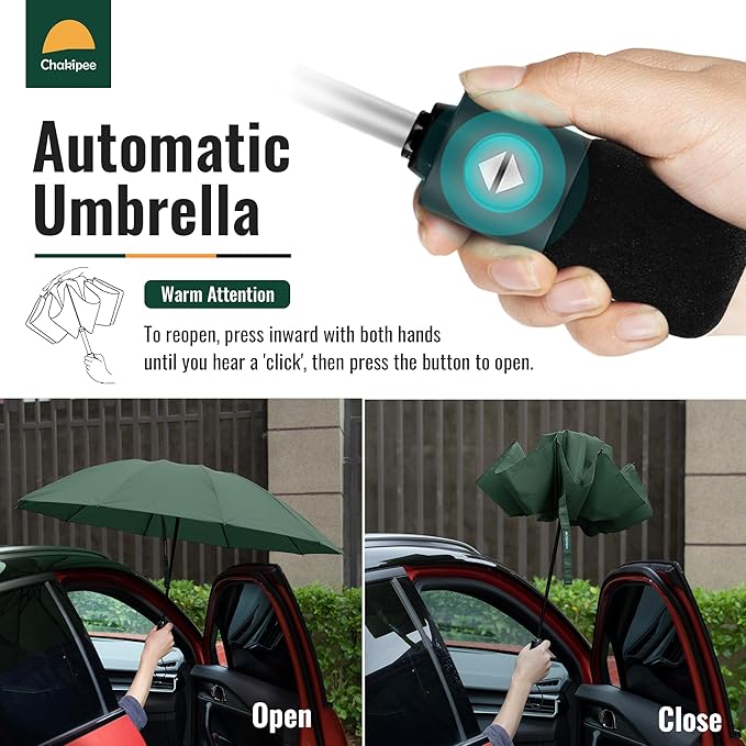 Travel Compact Umbrella Windproof - Portable Automatic Umbrellas for Rain, Inverted Folding Umbrella for Men and Women