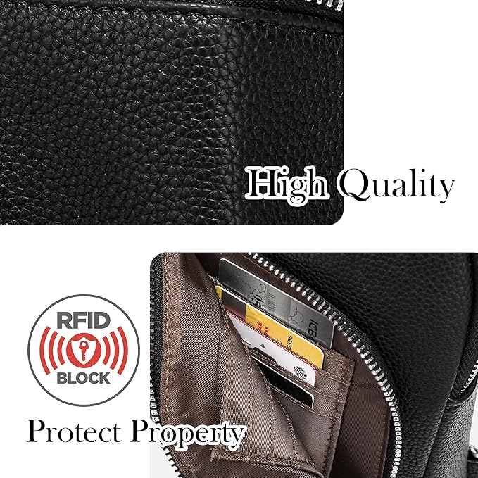 INICAT RFID Blocking Sling Bag, Anti Theft Crossbody Bag for Women, Travel Fanny Pack Style Purse, Vegan Leather