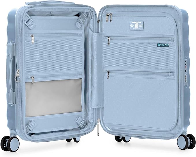 Traveler's Choice Edinburgh II Hardside Spinner Luggage, TSA Lock, Blue, 21" Carry-on