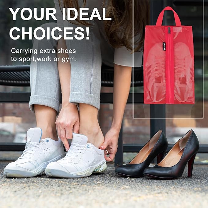 Travel Shoe Bags, Water Resistant TPU Mesh, Sturdy YKK Zipper, Shoes Storage Bag, Shoes Packing Organizer, Unisex Shoe Pouch for Travel or Home Storage