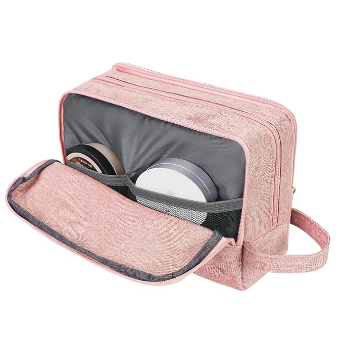 Toiletry Bag for Men Hanging Dopp Kit Water Resistant Shaving Bag Small Toiletry Bag for Traveling (Denim Pure Pink)
