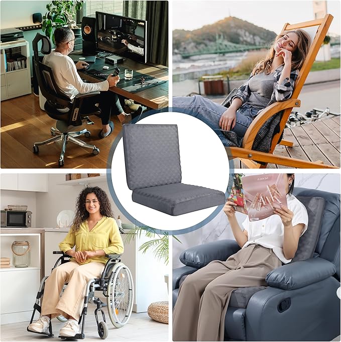 BALAPET Recliner Cushions for Long Sitting, Egg Crate Foam Recliner Cushion for Elderly Reduces Muscle Fatigue and Provides Air Flow, Extra Large Non-Slip Seat Cushion with Back Support(20*20*4in)