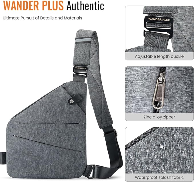WANDER PLUS® Anti Theft Crossbody Bag, Shoulder Bag Anti-theft Design for Travel, Sport, Work