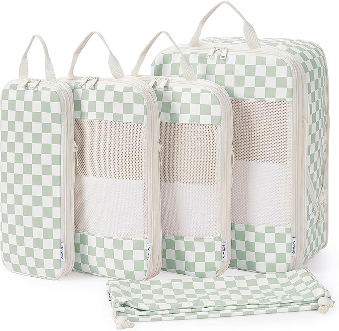 Narwey 6 Set/5 Set Compression Packing Cubes for Travel Kids Women Carry on, Packing Organizers Bag for Backpack Luggage Suitcase Duffle Bags