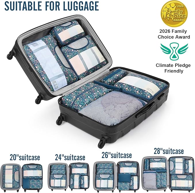 Veken 10 Set Packing Cubes for Travel Essential, Suitcase Organizer Bags in 4 Sizes, Carry-On Luggage Accessories with Large Laundry & Hanging Toiletry Bag, Must-Have for Airplane, Road Trip & Camping