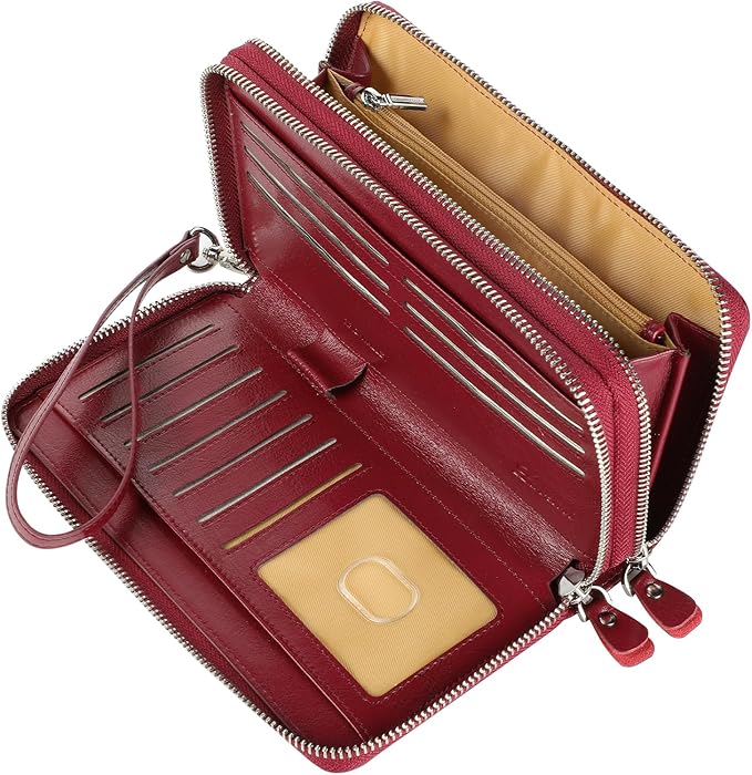 Lavemi Small Compact Women Wallet RFID Blocking Genuine Leather Bifold Purse with ID Windows
