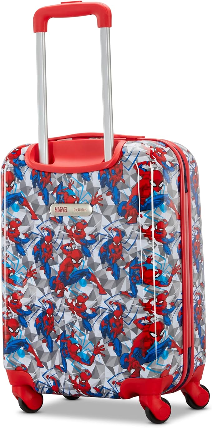 American Tourister Spiderman Iconic Carry-On Luggage - Airline Approved, Durable Hardshell - Roll Confidentially with Spinner Wheels & Colorful Adjustable Handle