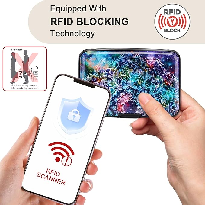 ELFISH Mini RFID Aluminum Wallet Credit Cards Holder Business Card Case Metal ID Case for Men Women (Acolorful)