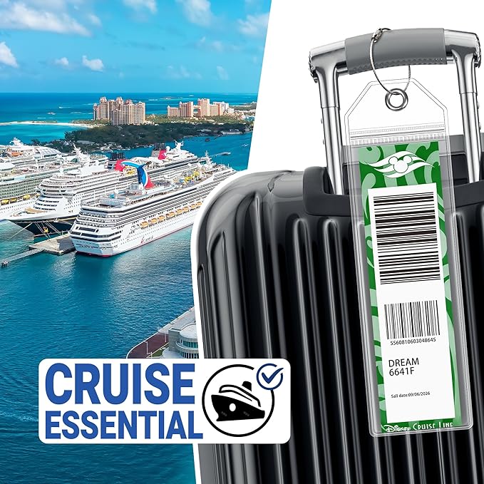 8 Pack DCL Cruise Luggage Tag Holder & Cruise Essentials for Dream, Fantasy, Magic, Wonder, Wish & Treasure 2025-2026 Cruise Must Have by SEAVILIA