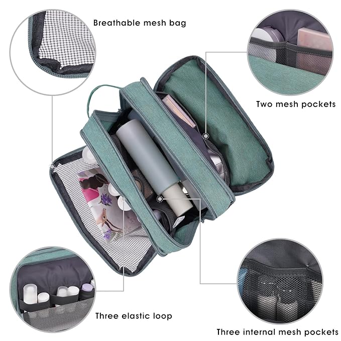 Toiletry Bag for Men Hanging Dopp Kit Water Resistant Shaving Bag Small Toiletry Bag for Traveling (Turquoise)
