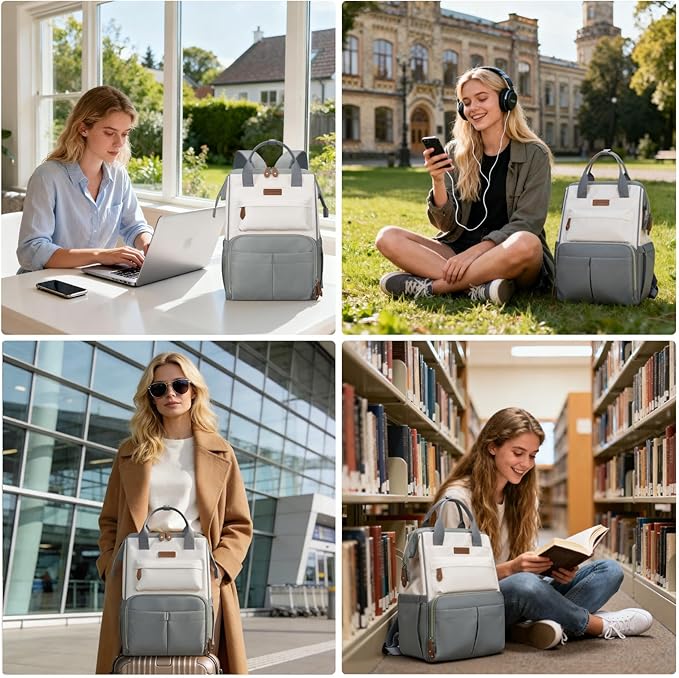 Maelstrom Laptop Backpack, Fits 15.6-17.3 Inch Travel Backpack Gift for Women Men, Waterproof College School Computer Bag, Anti-theft Business Work Bag with Luggage Strap (Grey, 17.3 Inch)