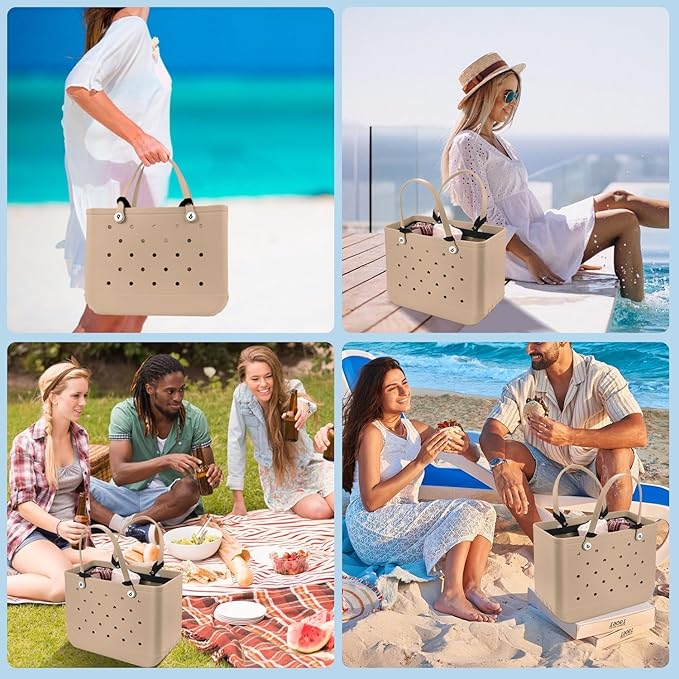 XYFuuee Beach Bag Organizer Inserts for Baby Medium Bogg Bag Accessories with 8 Removable Metal Fasteners, Lightweight Mesh Insert Divider Pouch, Organizing Rubber Tote, Save Storage Space, Black M