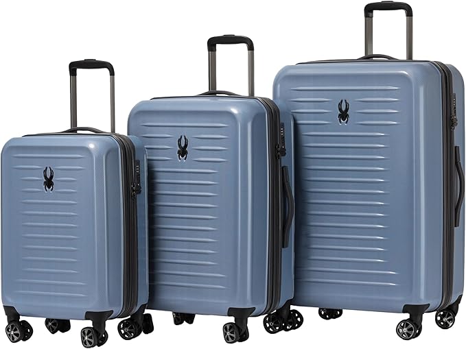 Spyder Rails Expandable Hardside Upright Suitcase with 360° Spinner Wheels, TSA Approved Lock (Denim, 3-Piece Set)