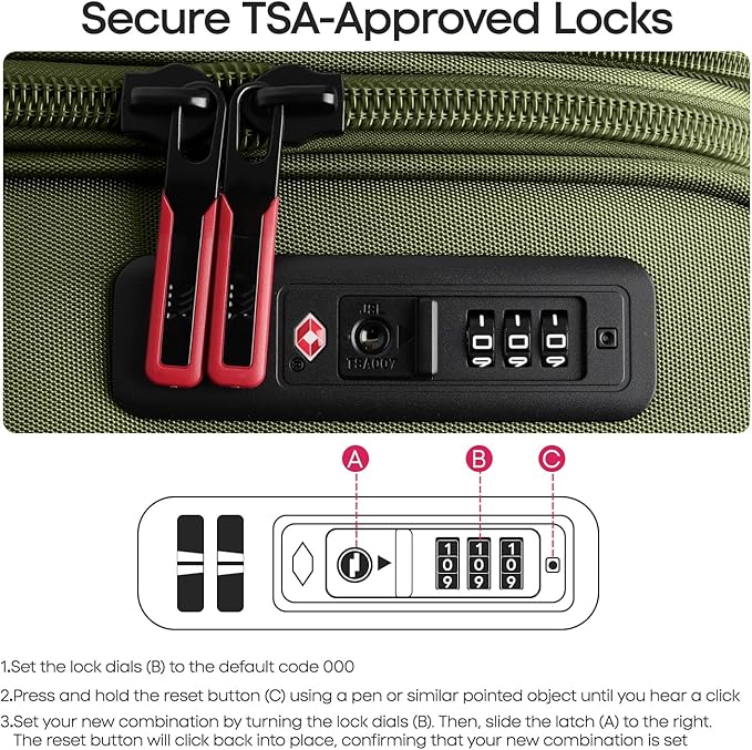 2PCS Set（22in/28in）Softside Luggage Sets w/TSA LOCK,Expandable 20% Luggage w/Spinner Wheels,Upright Spinner Softshell,Lightweight Durable Rolling Travel Luggage Set for Men/Women（Green,22in/28in）