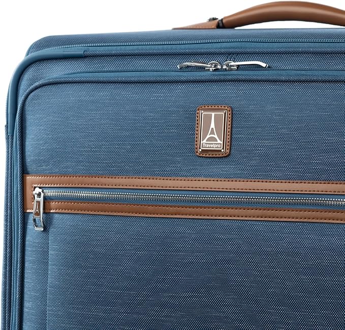 Travelpro Platinum Elite Softside Expandable Checked Luggage, 8 Wheel Spinner Large Suitcase, TSA Lock, Men and Women, Coastal Blue, Checked Large 29-Inch