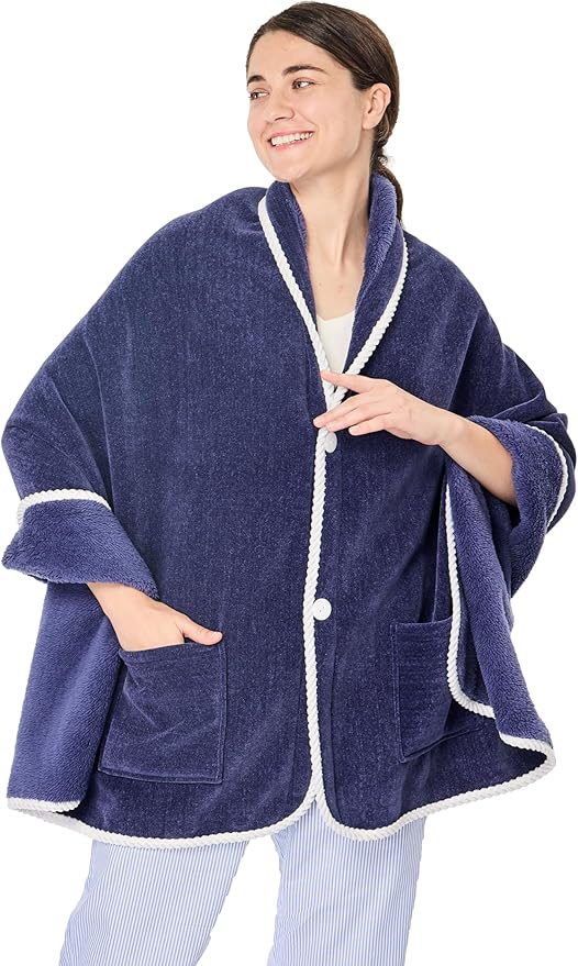 XING YE CHUAN Fleece Wearable Blanket, Comfy Poncho Throw with Buttons, Plush Sleeveless Blankets, for Women Cape Wrap Cover…