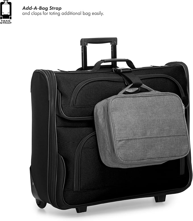 Travel Select Amsterdam Business Rolling Garment Bag, Softside Expandable Rolling 2-Wheeled Suit Carrier, Black, One Size