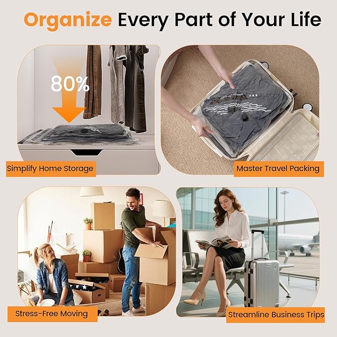 Vacuum Storage Bags Rechargeable Wireless Pump - 20 Pack Travel Storage Bags，Travel & Home Organizer Set, Multi-Size Space-Saving Bags, Perfect for Closet Luggage Bedding Clothing Storage