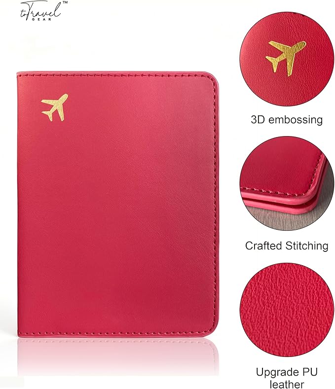 Passport Holder for Travel Essentials,RFID Blocking Passport Cover Case for Travel Accessories,Travel Wallet for Women Men (Wine Red)